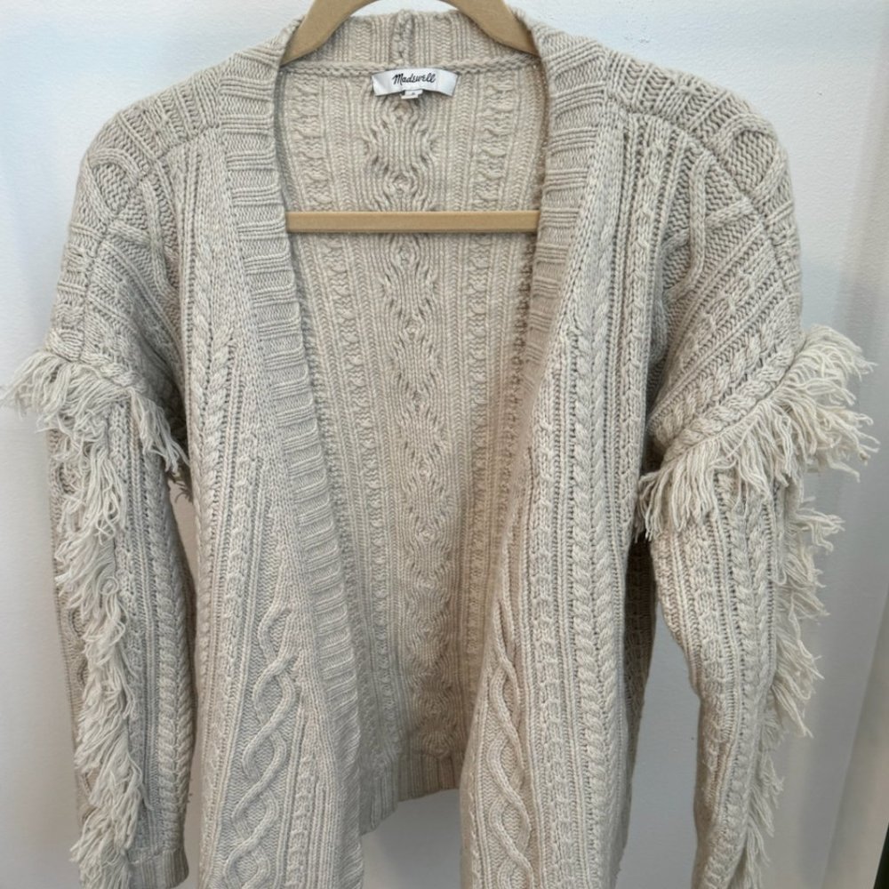 Madewell Neutral Fringe Sweater